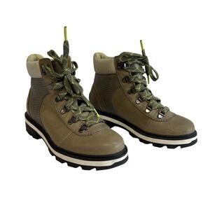 Sorel Lennox Hiker Stkd Waterproof Boots Stone Green Women's Size 7